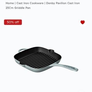 NWOT Never used Denby Pavilion Cast Iron Griddle Pan - light blue -